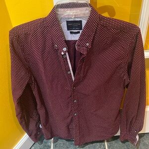 Denim and flower button up shirt(slim fit)